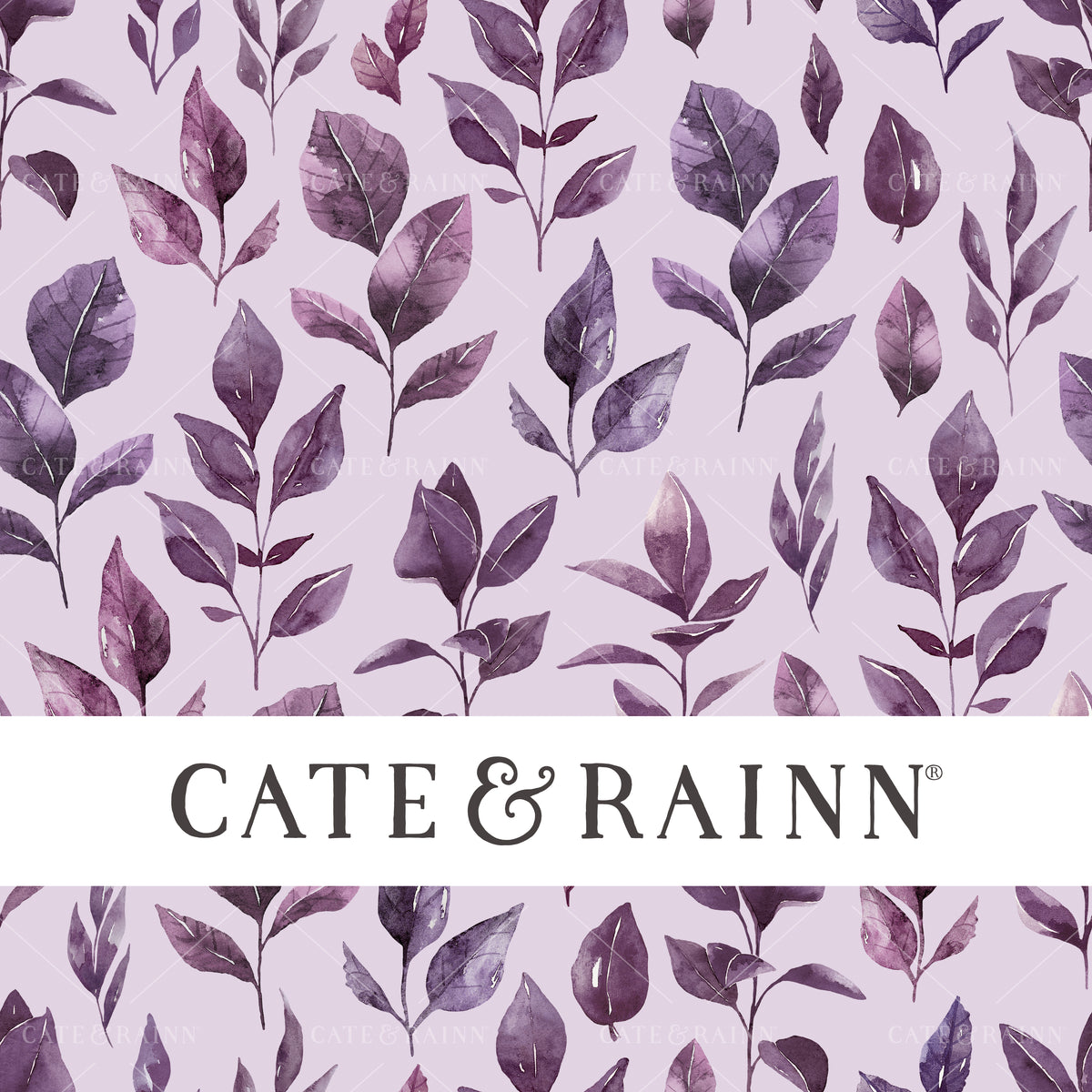 Watercolor Winter Leaves, Purple