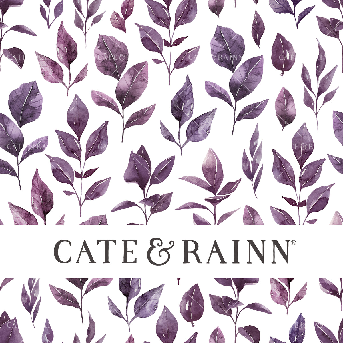 Watercolor Winter Leaves, Purple