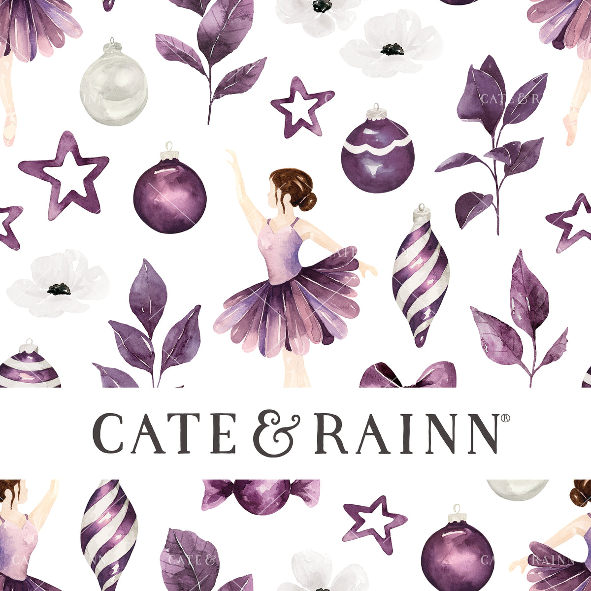 Sugar Plum Ballerina Christmas Seamless Design