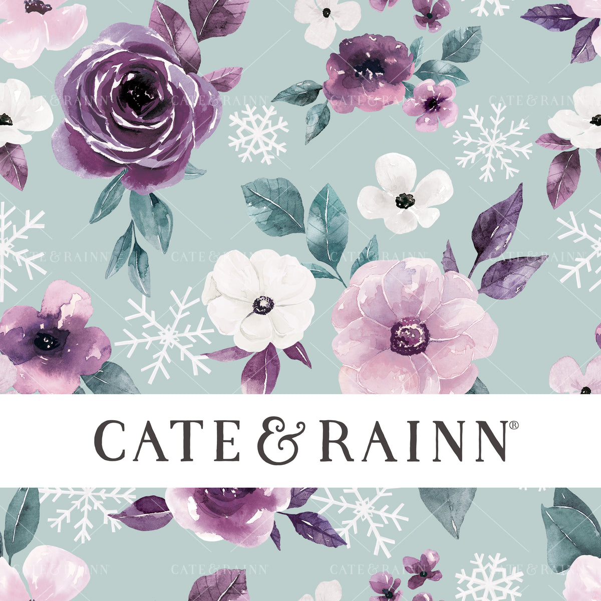 Purple Floral with Snowflakes Seamless Pattern | Sugar Plum Christmas Collection