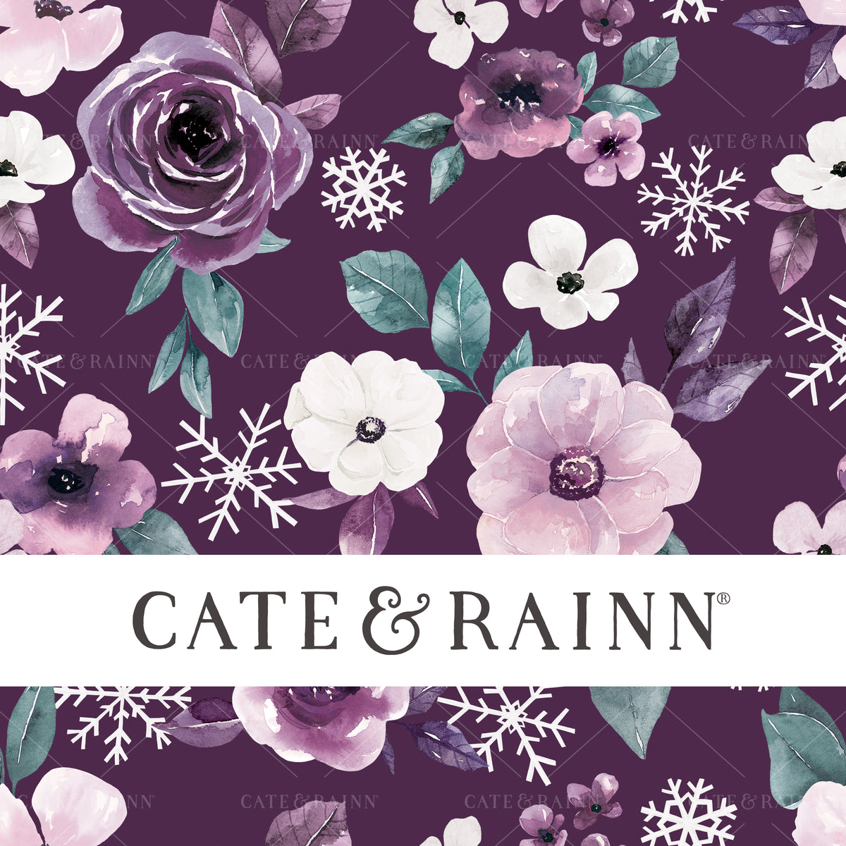 Purple Floral with Snowflakes Seamless Pattern | Sugar Plum Christmas Collection