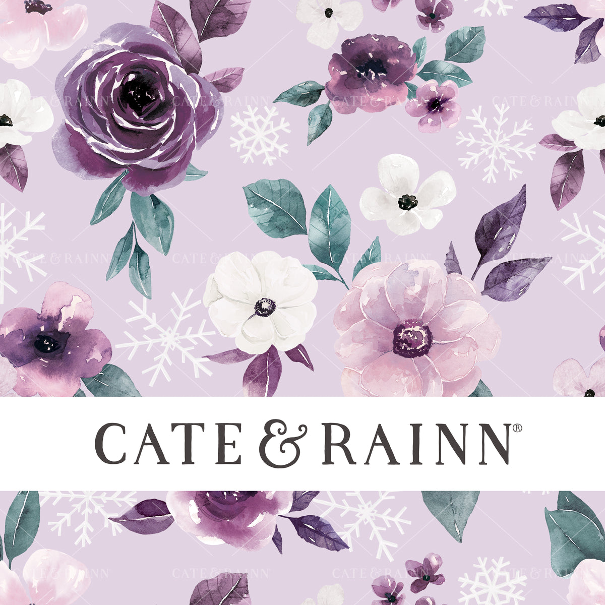 Purple Floral with Snowflakes Seamless Pattern | Sugar Plum Christmas Collection