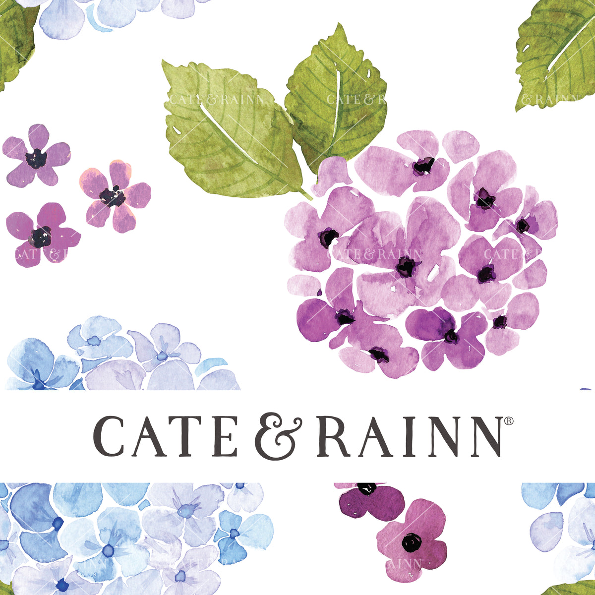 Blue and Purple Hydrangea Seamless Pattern | Summer Garden Collection
