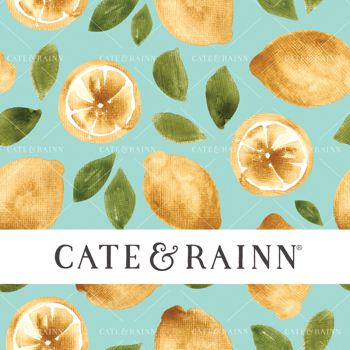 Watercolor Lemons on Aqua Blue Design