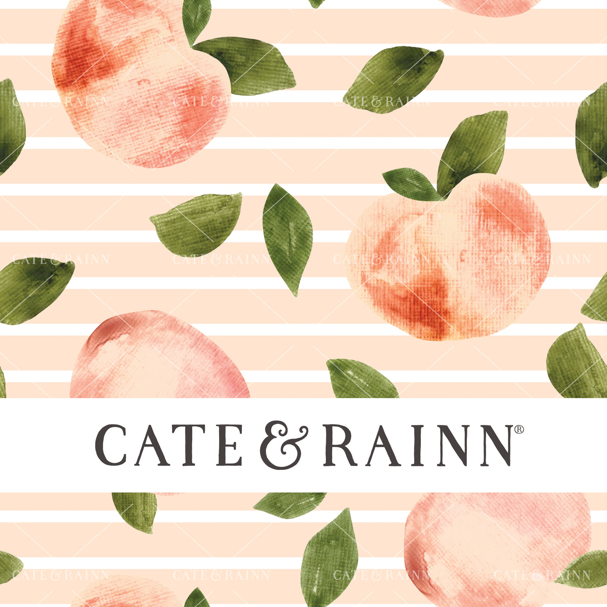 Watercolor Peaches on Pink Stripe Seamless Pattern | Summer Vibes Collection