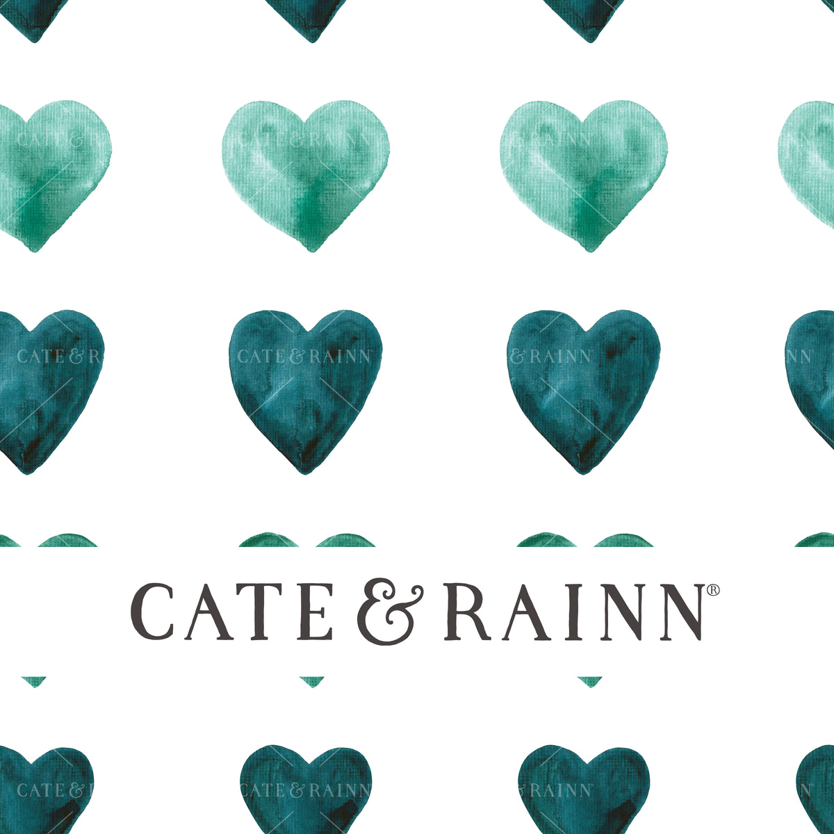 Watercolor Blue and Teal Hearts Design