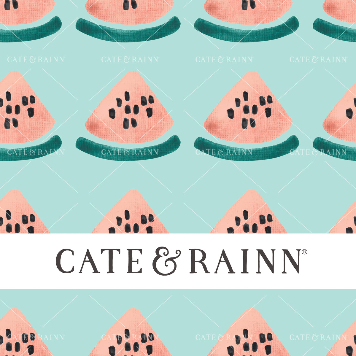 Watermelon Rows on Aqua Blue Seamless Pattern | Summer Vibes Collection