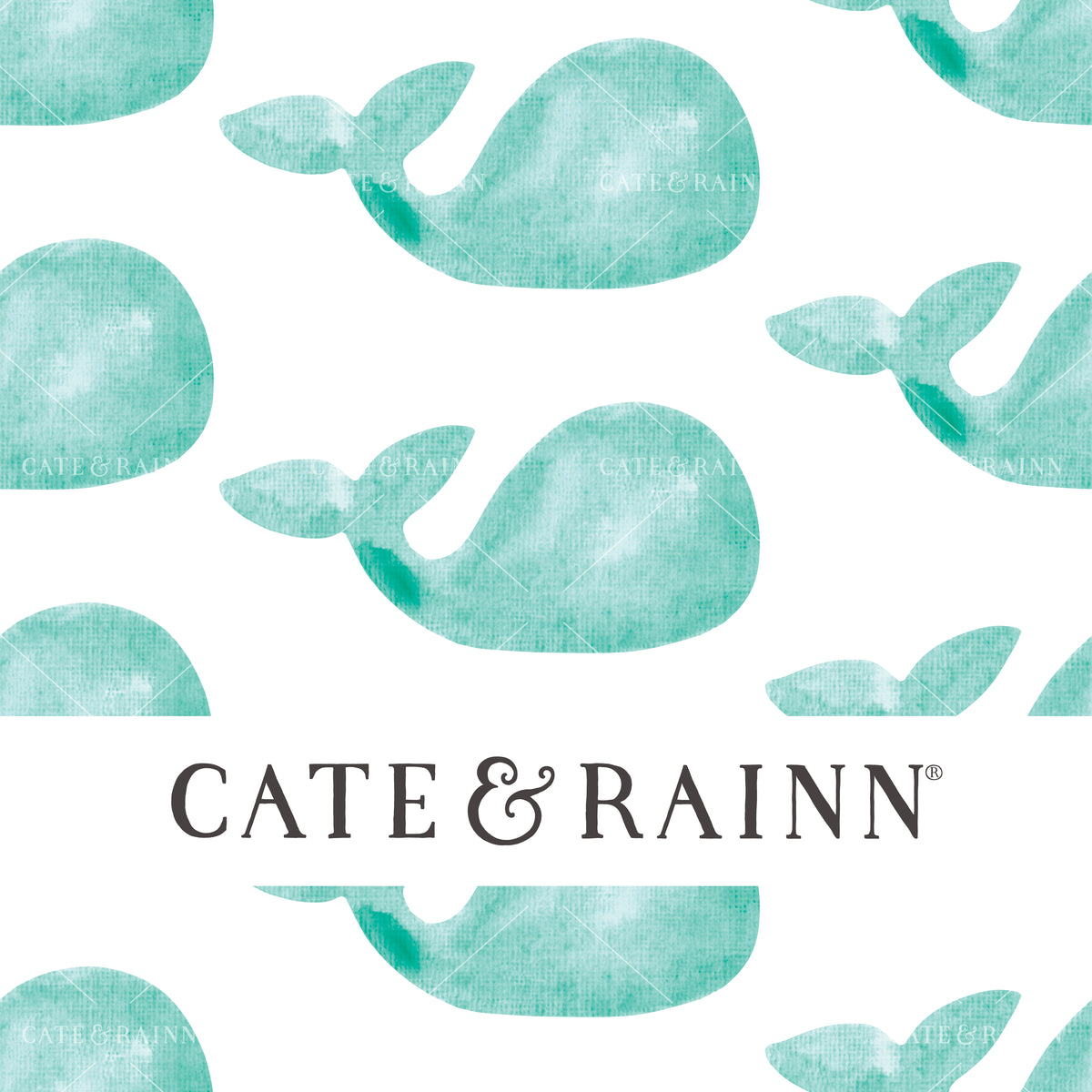 Aqua Blue Watercolor Whales Seamless Pattern | Summer Vibes Collection