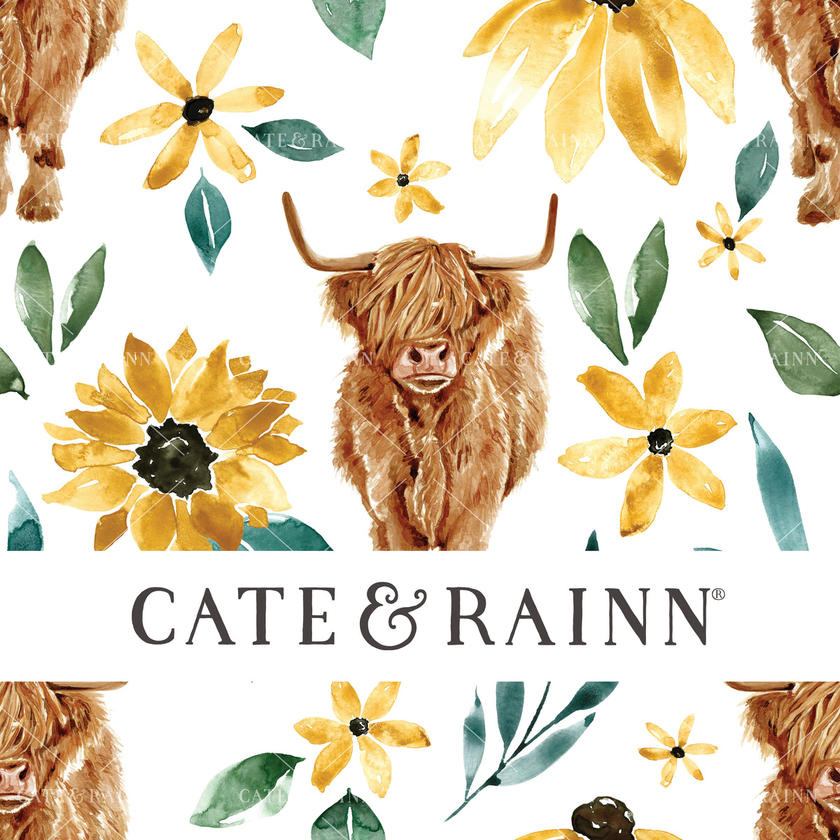 Sunflower and Highland Cow Design