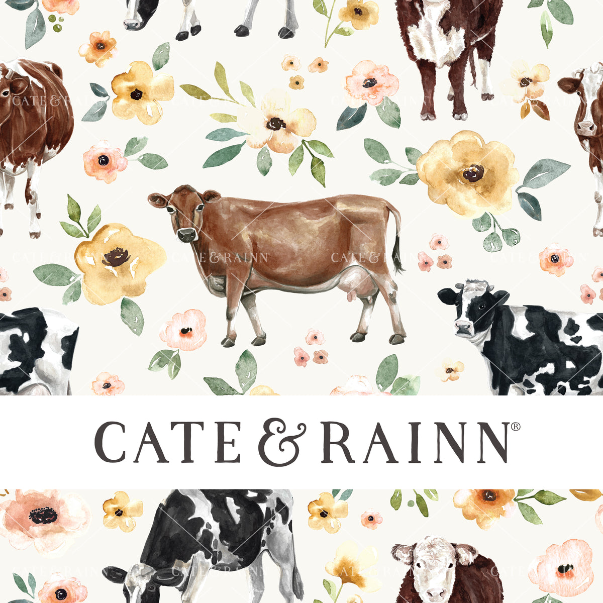 Cow Floral Seamless Pattern | Sunrise Floral Collection