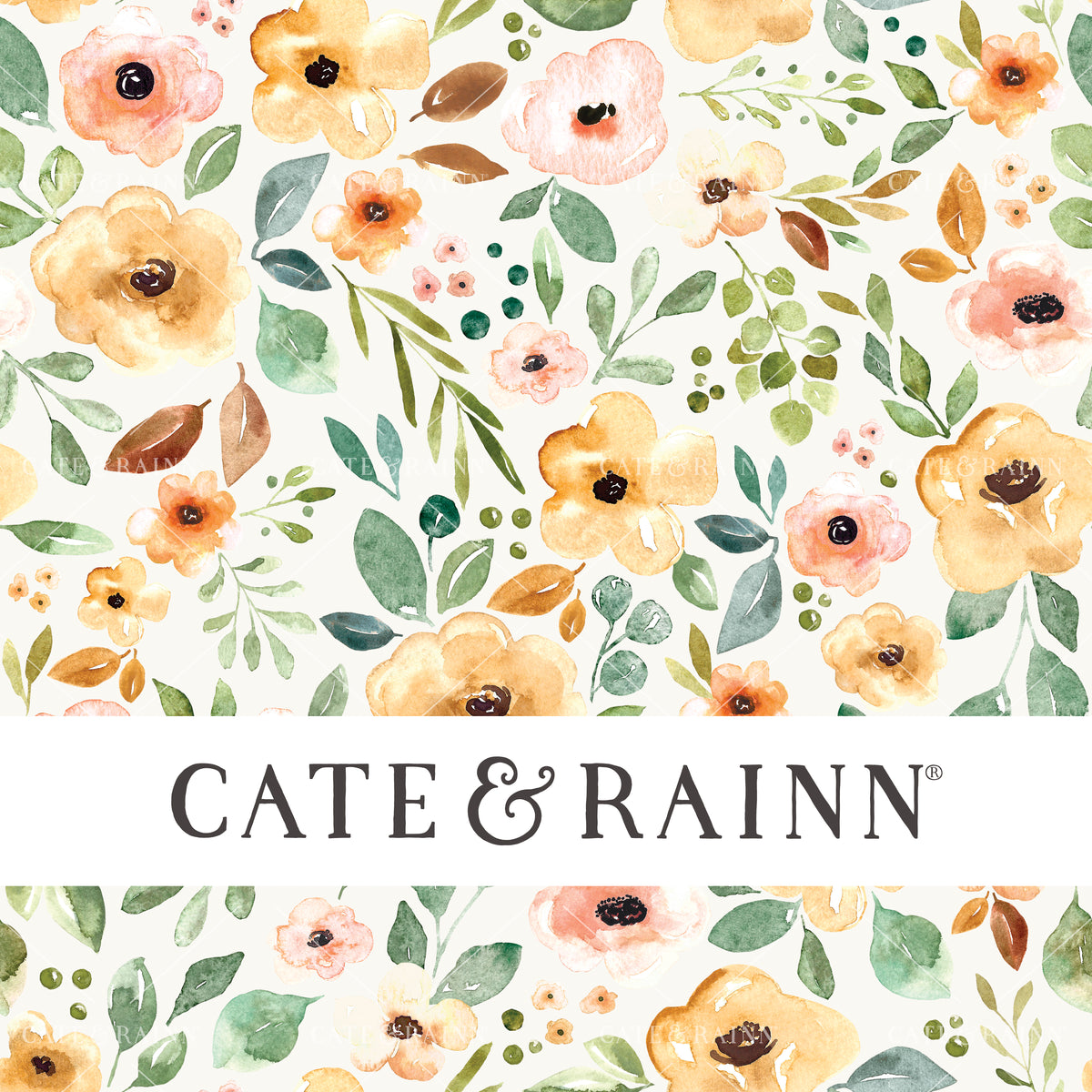 Watercolor Sunshine Floral Seamless Design