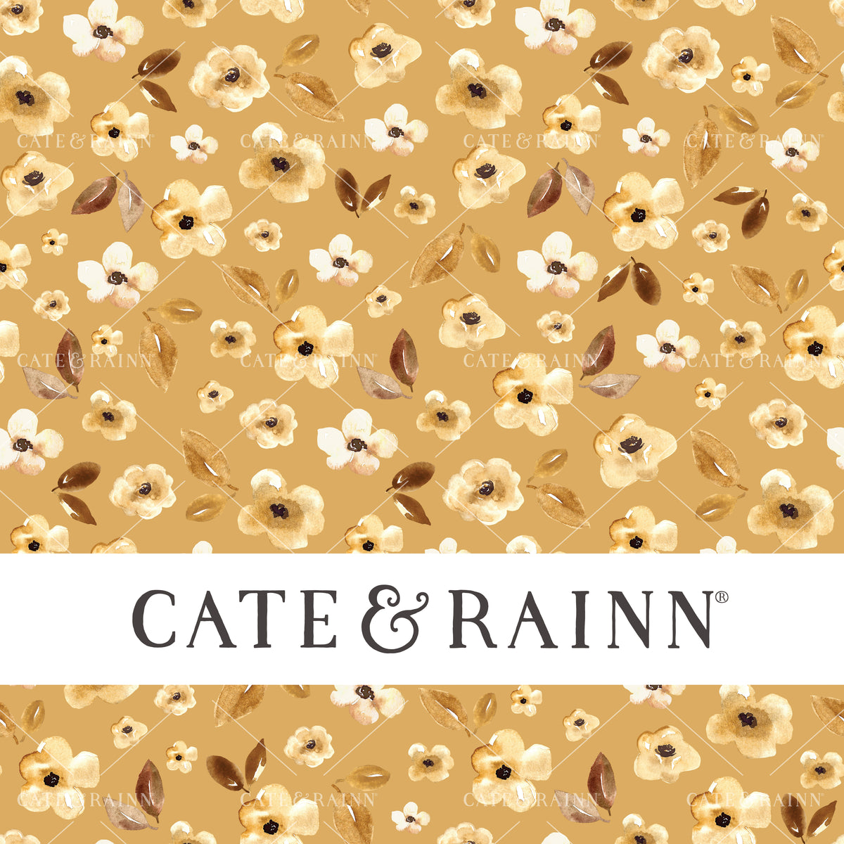 Petite Yellow flowers with brown leaves seamless pattern design