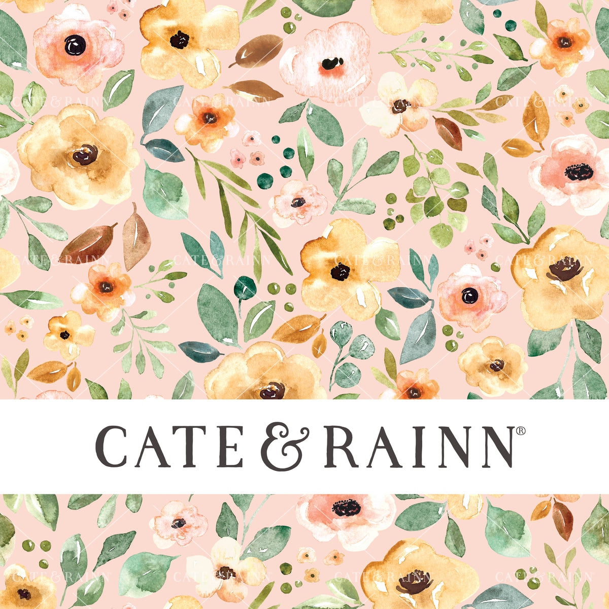 Pink and yellow watercolor floral