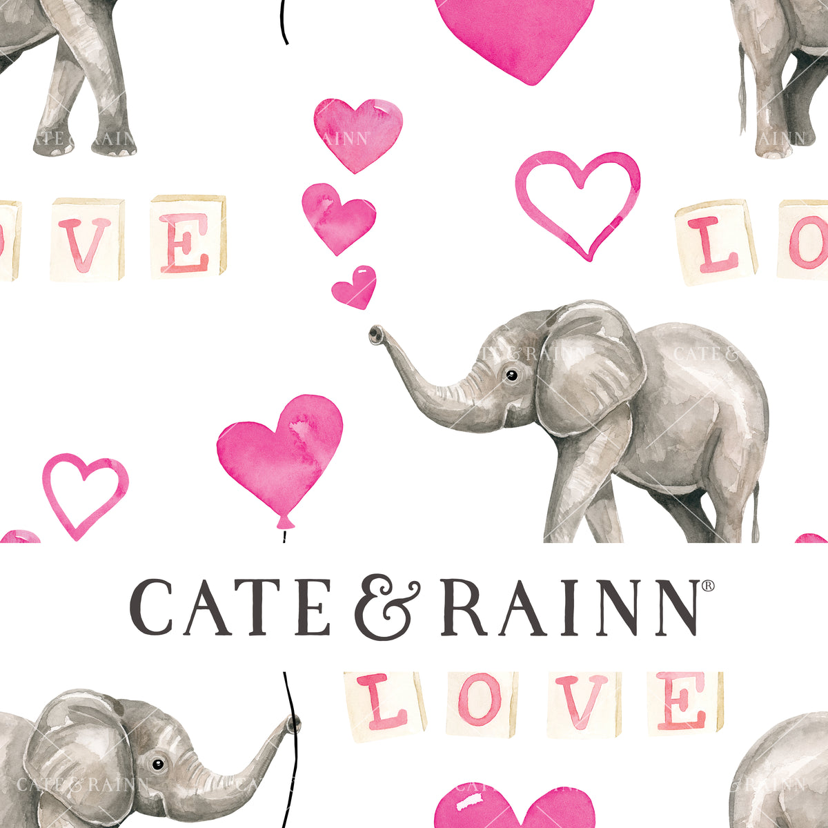 Pink Elephant Valentine's Day Seamless Pattern | Valentines Collection