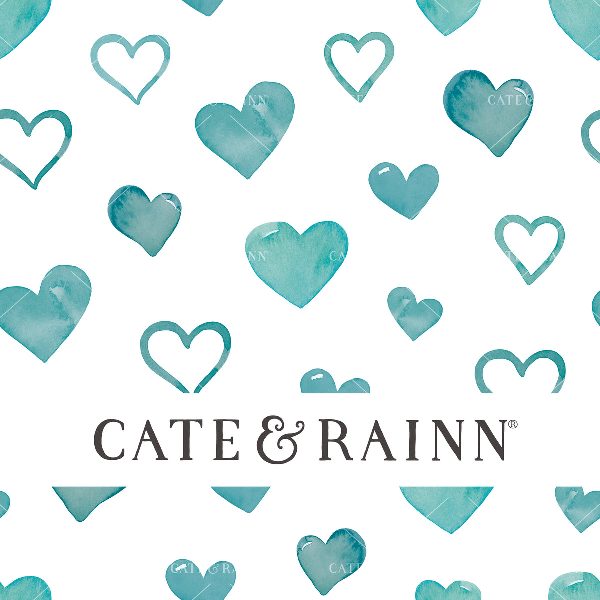 Watercolor Blue Hearts Seamless Design