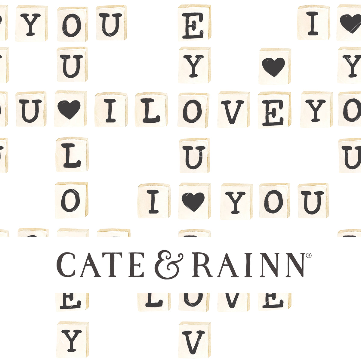 Watercolor Letter Tiles Seamless Pattern | Valentines Collection