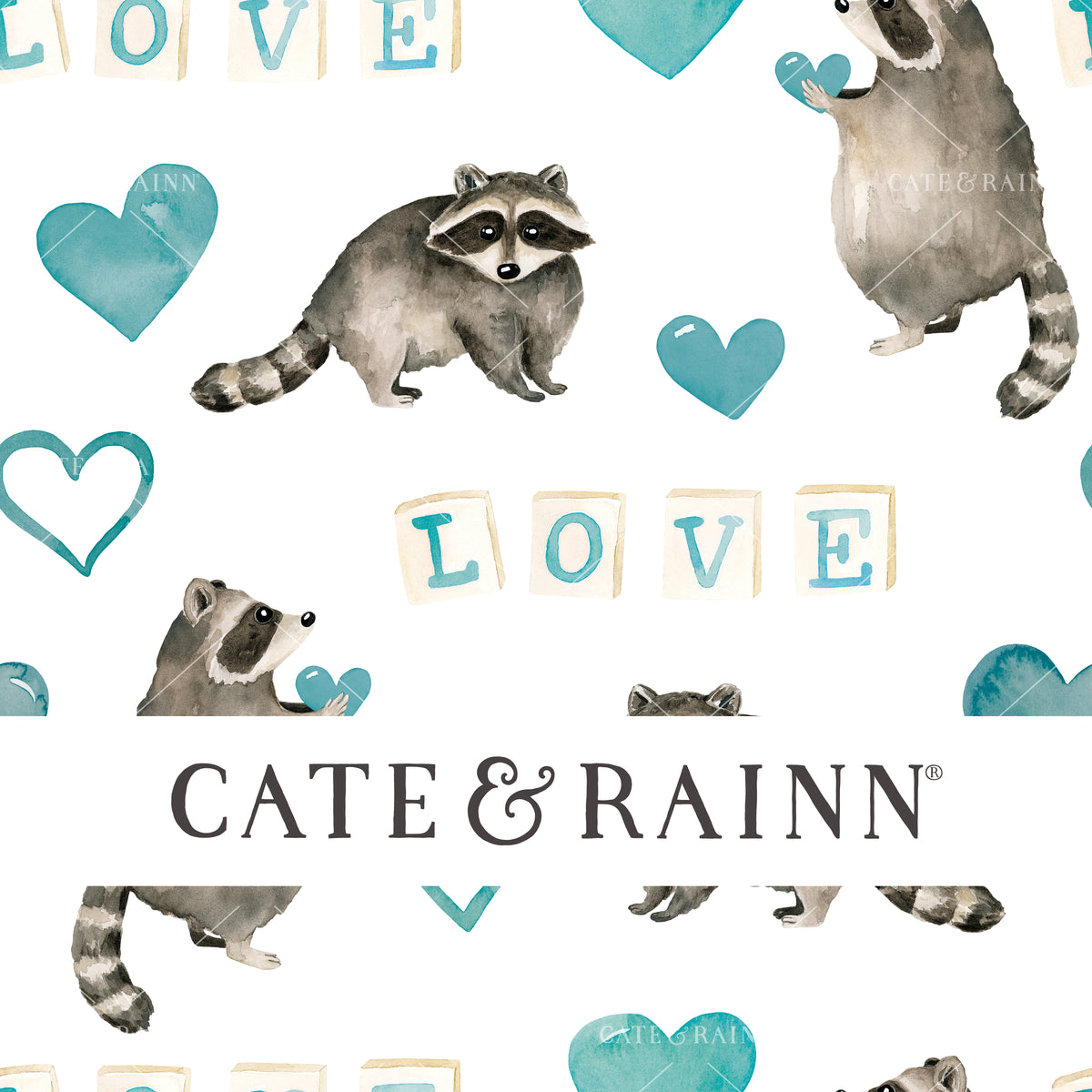 Watercolor Raccoons and Hearts