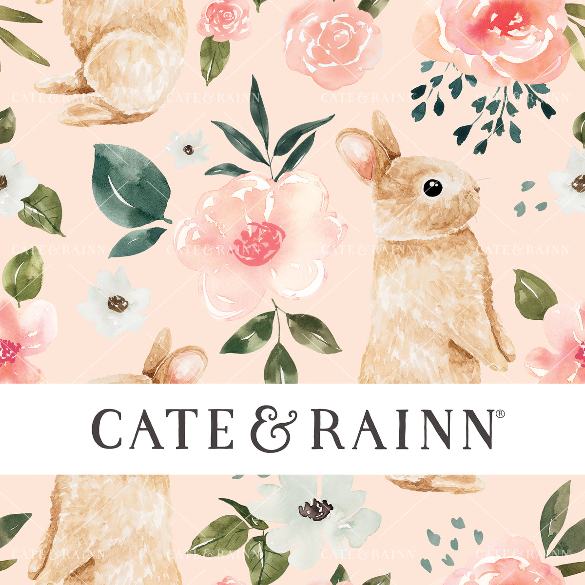 Easter Bunny Floral Seamless Pattern Design 