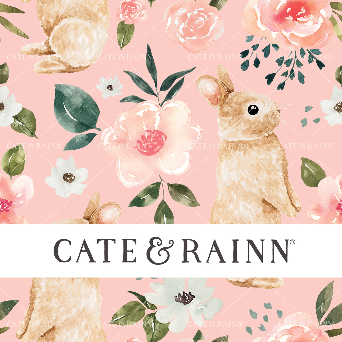 Bunny Floral on Pink Seamless Pattern | Vintage Spring Collection