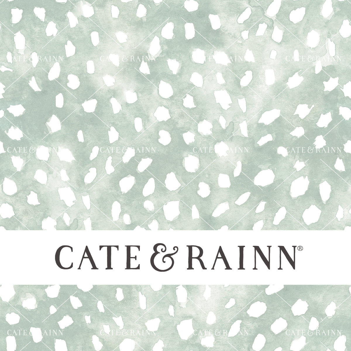 Mint Blue Watercolor Fawn Spots Seamless Pattern | Vintage Spring Collection