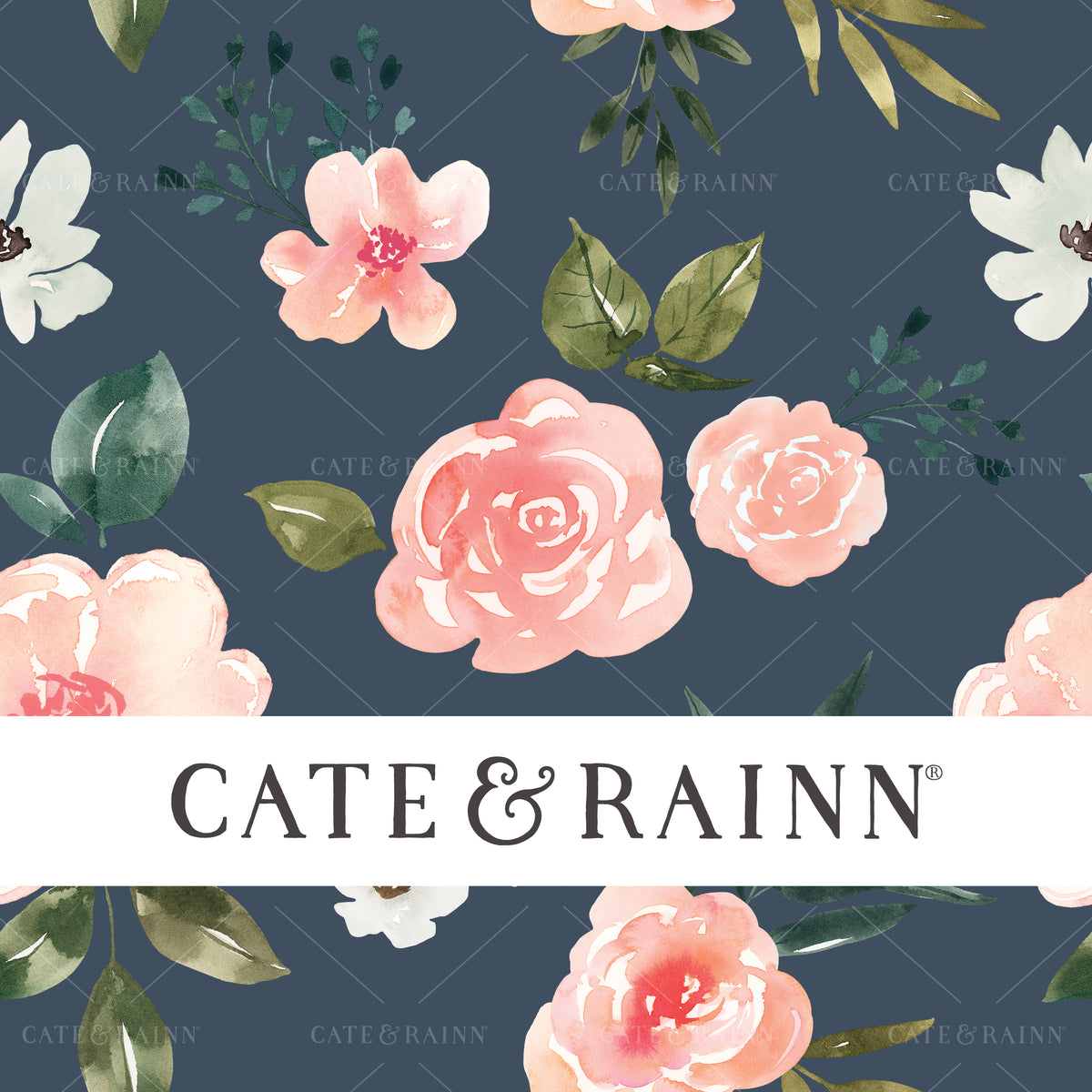 Watercolor Spring Floral with Pink Roses Design