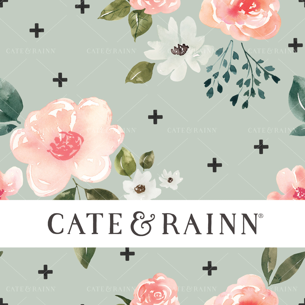 Boho Watercolor Floral on Mint Blue Seamless Pattern | Vintage Spring Collection