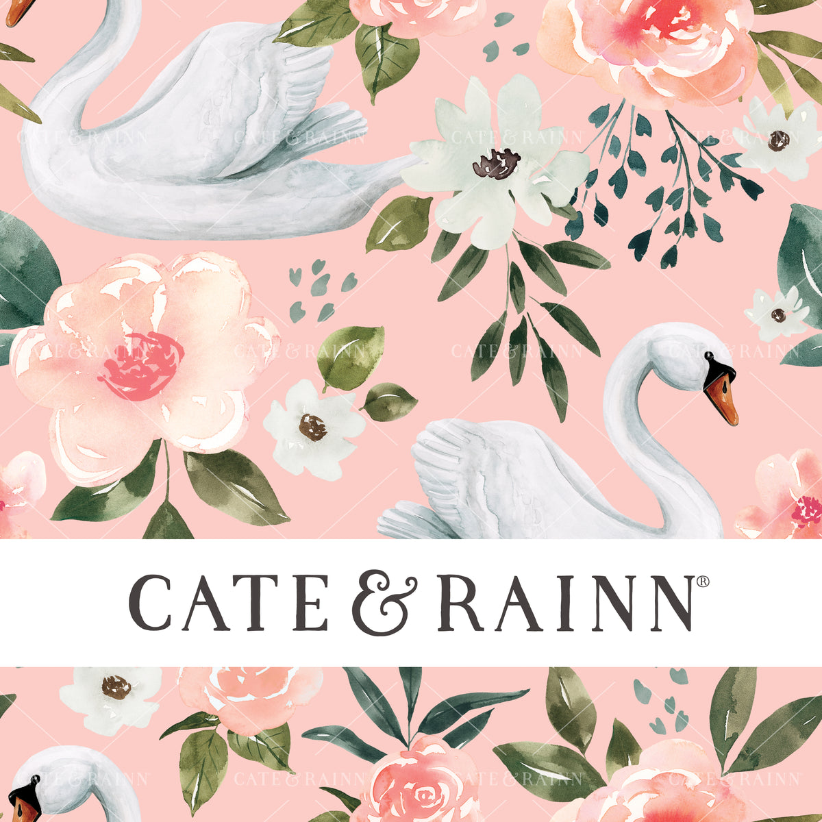 Swan Floral on Pink Seamless Pattern | Vintage Spring Collection